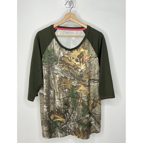 Under Armour Tops - Under Armour Heatgear Fitted x Realtree Xtra Camo Raglan Shirt Womens 2XL Tee
